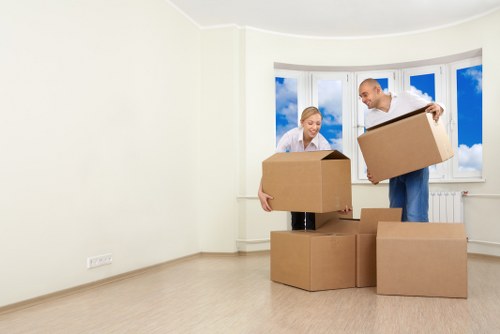Removal team using safety equipment during a Fulham house move