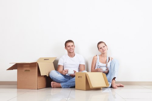 Moving van near Fulham residential flats and terraces