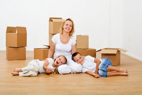 Boxes and furniture loaded for a one-bedroom Fulham flat move